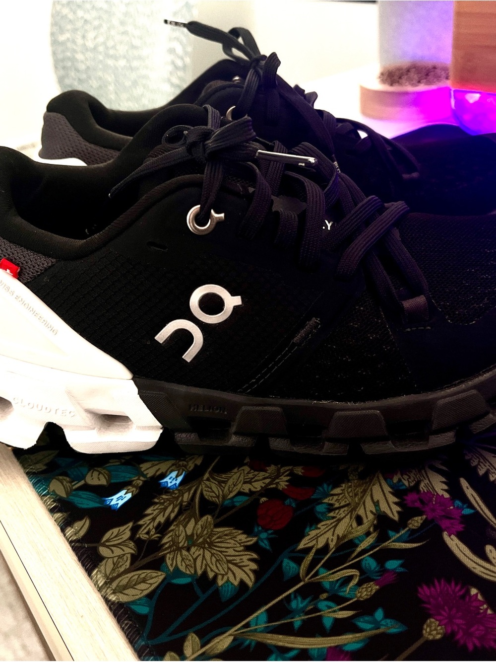 On Running Women's Black Athletic Shoes with White Sole